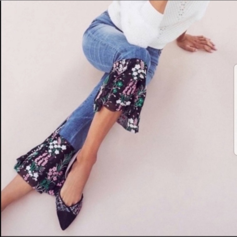 Pilcro Flared Embroidered Floral Tulle Jean - Picture 2 of 12